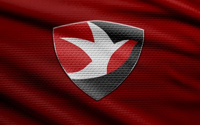 Cheltenham Town FC fabric logo, 4k, red fabric background, League Two, bokeh, soccer, Cheltenham Town FC logo, football, Cheltenham Town FC emblem, Cheltenham Town FC, english football club, Cheltenham Town