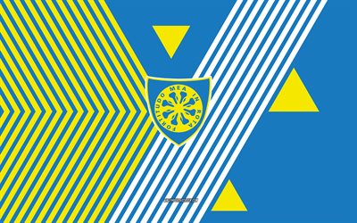 Carrarese Calcio 1908 logo, 4k, Italian football team, blue yellow lines background, Carrarese Calcio 1908, Serie B, Italy, line art, Carrarese Calcio 1908 emblem, football, Carrarese Calcio