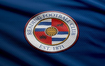 lesen sie fc fabric logo, 4k, blauer stoffhintergrund, liga eins, bokeh, fußball, lesen des fc  logos, fc emblem lesen, fc lesen, englischer fußballverein, fc  lesen
