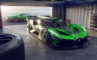 4k, bogatti bolide, garage, 2025 voitures, supercars, bolide bugatti vert, hypercars, 2025 bugatti bolide, voitures françaises, bugatti