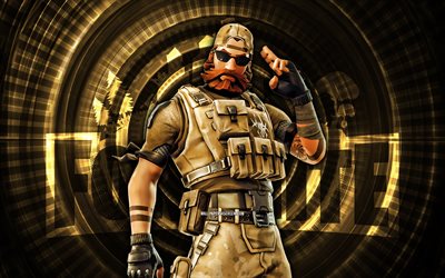 sledgehammer fortnite, 4k, fond en spirale brun, fortnite, créatif, peau de marteau, peau de sledgehammer de fortnite, marteau, personnages fortnite