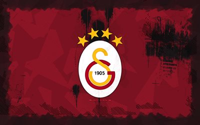 logo grunge de galatasaray, 4k, super lig, contexte grunge violet, football, emblème de galatasaray, logo galatasaray, galatasaray sk, galatasaray, club de football turc, galatasaray fc