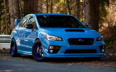 sportcars, 2016, la Subaru WRX STI, tuning, strada, blu subaru
