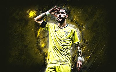 taty castellanos, ss lazio, calciatore argentino, lazio fc, sfondo di pietra gialla, grunge art, serie a, italia, calcio, taty castellanos lazio
