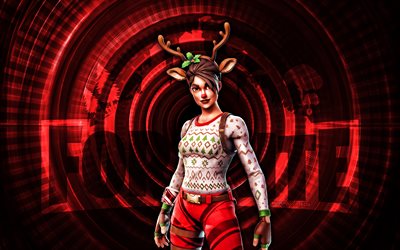 raider de nariz roja fortnite, 4k, fondo espiral rojo, fortnita, creativo, piel de asaltante de nariz roja, piel de asaltante de nariz roja de fortnite, asaltante de nariz roja, personajes de fortnite