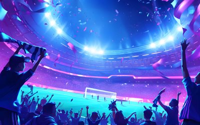 abstract football stadium, 4k, football fans, sport arena, abstract art, soccer stadium, creative, sports concepts, football, soccer, football stadium, abstract stadium, floodlights at the stadium, stadiums