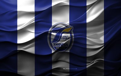 4k, oita trinita 로고, 블루 흰색 3d 배경, j2 리그, 오이타 트리니타 엠블럼, 일본 축구 팀, 오이타 트리니타 깃발, 3d 텍스처, 일본, 오이타 트리니 타, 축구, oita trinita fc