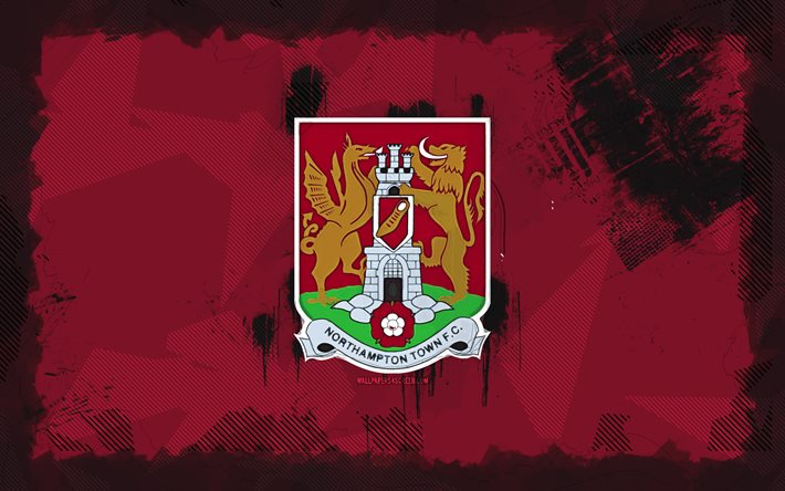 노 샘프 턴 타운 fc 그런지 로고, 4k, 리그 1, 붉은 그런지 배경, 축구, northampton town fc emblem, 노 샘프 턴 타운 fc 로고, 노 샘프 턴 타운 fc, 영국 축구 클럽, 노 샘프 턴 타운