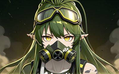 4k, Gavial, smoke, Arknights, manga, artwork, Medic Operator of Rhodes Island, Gavial the Invincible, Arknights characters, Gavial Arknights
