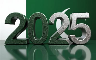 2025 Pakistan, 4k, travel to Pakistan 2025, creative art, Pakistan 2025 digits, 3d art, Pakistan flag, 2025 3d digits, 2025 concepts, Pakistan