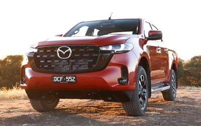 4k, mazda bt 50 gt, atardecer, 2025 autos, au especificación, camionetas todoterreno, mazda red bt 50, 2025 mazda bt 50, autos japoneses, mazda