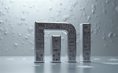 xiaomi 3d  logo, 4k, tekninen tausta, xiaomi  logo, hopea tausta, xiaomi hopea logo, xiaomi  tunnus, luova taide, xiaomi