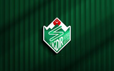 4k, logotipo igdir fk 3d, 1 lig, fundo 3d verde, futebol, emblema igdir fk, logotipo igdir fk, igdir fk, clube de futebol turco, igdir fc