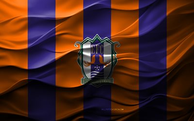 4k, ehime fc 로고, 블루 오렌지 3d 배경, j2 리그, ehime fc emblem, 일본 축구 팀, ehime fc 플래그, 3d 텍스처, 일본, ehime fc, 축구, 에 하임