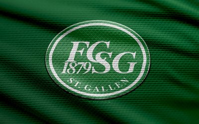 fc st gallen  kangaslogo, 4k, vihreä kangas tausta, sveitsin superliiga, bokeh, jalkapallo, fc st gallen  logo, fc st gallen  merkki, fc st gallen, sveitsin jalkapalloseura, st gallen fc