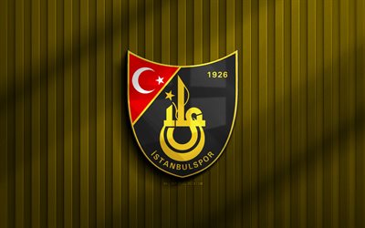 4k, istanbulspor 3d  logo, 1 lig, gelb 3d  hintergrund, fußball, istanbulspor emblem, istanbulspor logo, istanbulspor als, turkischer fußballverein, istanbulspor fc