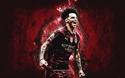 nico oreilly, manchester city fc, engelska fotbollsspelare, bourgogne stone bakgrund, grunge konst, premier league, engelska, fotboll, nico oreilly manchester city