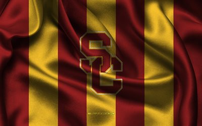 4k, USC Trojans logo, red yellow silk fabric, American football team, USC Trojans emblem, NCAA, USC Trojans, USA, American football, USC Trojans football, National Collegiate Athletic Association