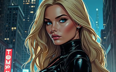 4k, canário negro, arte de quadrinhos, super  heróis, dc comics, nightscape, art abstrato, canário preto 4k