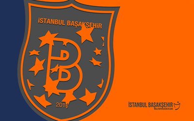 istanbul basaksehir logosu, 4k, turuncu arka plan, karbon sanatı, istanbul basaksehir amblemi, türk futbol kulübü, süper lig, türkiye, istanbul basaksehir, futbol, basaksehir