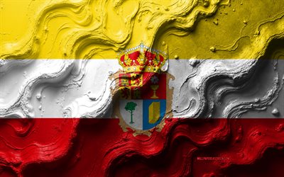 bandera de cuenca, 4k, textura de onda de piedra, bandera 3d cuenca, españa, banderas de provincias de españa, cuenca