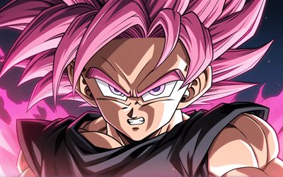 4k, Super Saiyan Rose, abstract art, Black Goku Dragon Ball, close-up, Dragon Ball Super, antagonist, Dragon Ball, Son Goku Black, DBS, DBS characters, Goku Burakku, Black Goku DBS, Black Goku