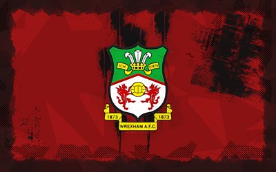 wrexham afc grunge  logo, 4k, liga eins, roter grunge  hintergrund, fußball, wrexham afc emblem, wrexham afclogo, wrexham afc, englischer fußballverein, wrexham fc
