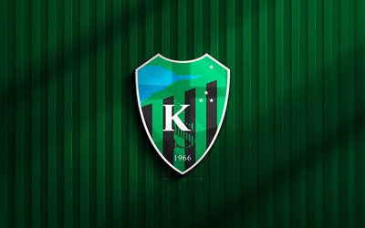 4k, kocaelispor 3d  logo, 1 lig, grüner 3d  hintergrund, fußball, kocaelispor emblem, kocaelispor  logo, kocaelispor, turkischer fußballverein, kocaelispor fc