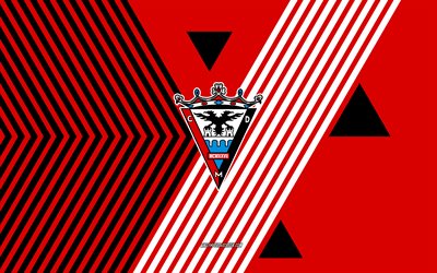 CD Mirandes logo, 4k, Spanish football team, red black lines background, CD Mirandes, Segunda, Spain, line art, CD Mirandes emblem, football