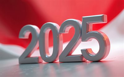 2025 indonesia, 4k, viajes 2025 en indonesia, 2025 conceptos, indonesia 2025 dígitos, arte 3d, bandera de indonesia, 2025 dígitos 3d, indonesia