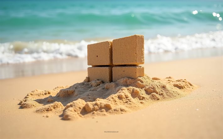 windows 10 logo, 4k, sommer, windows 10  logo aus sand, strand, 3d windows 10  logo, sand, windows 10 emblem, windows  logo, fenster