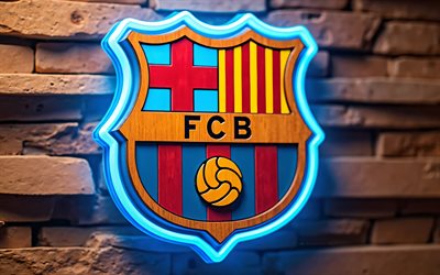fc 바르셀로나 목재 로고, 4k, 나무 배경, 랄리가, fcb, 블루 네온 조명, 축구, fc 바르셀로나 로고, fc 바르셀로나 3d 로고, 바르셀로나 fc, 스페인 축구 클럽, fc 바르셀로나 엠블럼, fc 바르셀로나