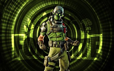 tech ops fortnite, 4k, grüner spiralhintergrund, fortnite, kreativ, tech ops haut, fortnite tech ops haut, tech ops, fortnite  charaktere