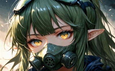 gavial, 4k, عن قرب, arknights, المانجا, مشغل medic of rhodes island, عيون صفراء, gavial لا يقهر, شخصيات arknights, gavial arknights