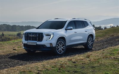 4k, GMC Acadia Denali Ultimate, offroad, 2026 cars, SUVs, White GMC Acadia Denali, 2026 GMC Acadia Denali, american cars, GMC