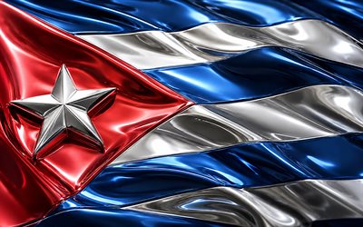 bandeira metálica de cuba, 4k, bandeiras 3d metálicas, países norte americanos, bandeira de cuba, dia de cuba, obra de arte, bandeira cubana, cuba, símbolos nacionais cubanos