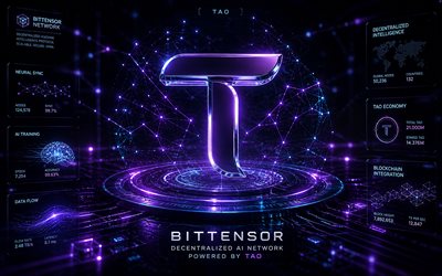 Bittensor 3D logo, 4k, violet futuristic background, cryptocurrencies, Bittensor metal logo, brands, Bittensor cryptocurrency, Bittensor futuristic logo, blockchain, Bittensor logo, Bittensor