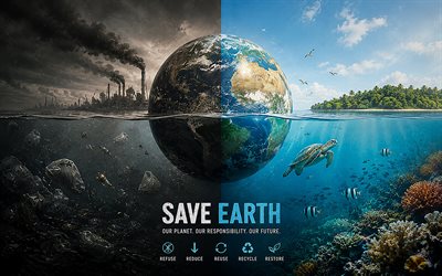 Save Earth, 4K, Choose Life, Save the Ocean, creative eco concepts, environment, ocean pollution, ecology concepts, Save Earth concepts, paper art, ecology, take care of nature