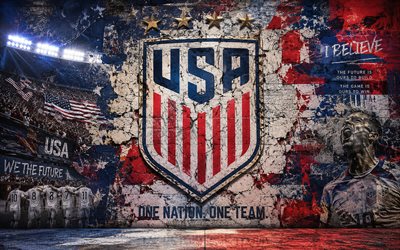 seleção masculina de futebol dos estados unidos, usmnt, logotipo da seleção nacional de futebol dos eua, 4k, fundo de pedra, seleção americana de futebol, copa do mundo fifa de 2026, arte mural, futebol, eua, os ianques