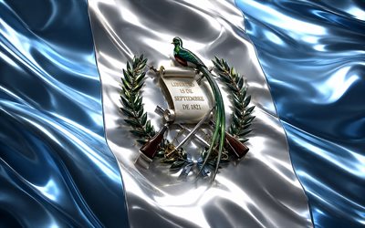 bandeira metálica da guatemala, 4k, bandeiras 3d metálicas, países norte americanos, bandeira da guatemala, dia da guatemala, obra de arte, bandeira de metal da guatemala, guatemala, símbolos nacionais da guatemala