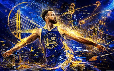 esteban curry, 4k, fondo abstracto azul, guerreros del estado dorado, nba, jugadores de baloncesto americanos, stephen curry 4k, baloncesto, arte de stephen curry, stephen curry guerreros del estado dorado
