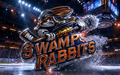 4k, greenville swamp rabbits metallilogo, kohdevalot, jääareena, echl, luova, jääkiekko, greenville swamp rabbits  logo, jääkiekkostadion, amerikkalainen jääkiekkojoukkue, greenvillen suon kanit