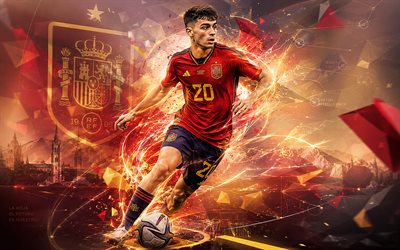 بيدري, منتخب إسبانيا لكرة القدم, فن المعجبين, خلفية خطوط مجردة حمراء صفراء, بيدرو جونزاليس لوبيز, الفن الإبداعي, شعار منتخب إسبانيا لكرة القدم, كرة القدم, بيدري اسبانيا