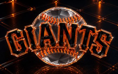 San Francisco Giants logo, orange metal background, San Francisco Giants emblem, San Francisco Giants crystal sign, MLB, USA, baseball, San Francisco Giants