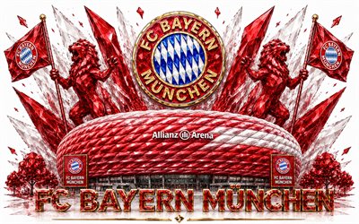 FC Bayern Munich logo, 4k, German football club, FC Bayern Munich, crystal art, FC Bayern Munich emblem, Allianz Arena, Bayern Munich, Germany, football, Bundesliga, Bayern Munich logo
