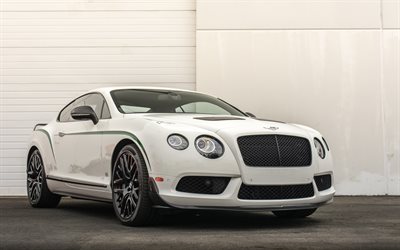 Bentley Continental GT3-R, 2016, Bentley bianca, bianco Continentale, tuning Bentley, ruote nere