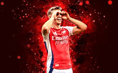 leandro trossard, 4k, luzes de neon vermelhas, arsenal fc, premier league, jogadores de futebol belgas, leandro trossard 4k, futebol, arsenal, arsenal de leandro trossard