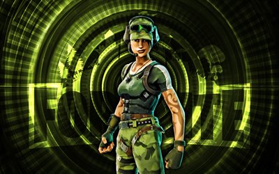 trailblazer fortnite, 4k, grön spiralbakgrund, fortnite, kreativ, trailblazer, fortnite trailblazer hud, fortnite  karaktärer