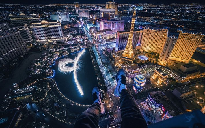 Las Vegas, gece, panorama, casino, USA, Amerika