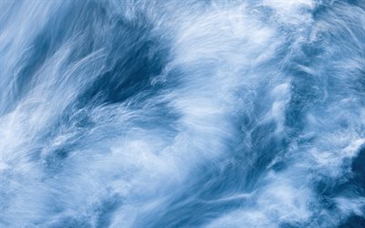 水のテクスチャ, 4k, 青い水の背景, 波のテクスチャ, 自然な風合い, 水との背景